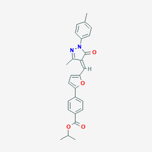 molecular formula C26H24N2O4 B327195 isopropyl 4-(5-{[3-methyl-1-(4-methylphenyl)-5-oxo-1,5-dihydro-4H-pyrazol-4-ylidene]methyl}-2-furyl)benzoate 