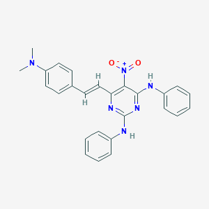 molecular formula C26H24N6O2 B327200 2,4-Dianilino-6-{2-[4-(dimethylamino)phenyl]vinyl}-5-nitropyrimidine 