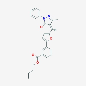molecular formula C26H24N2O4 B327202 butyl 3-{5-[(3-methyl-5-oxo-1-phenyl-1,5-dihydro-4H-pyrazol-4-ylidene)methyl]-2-furyl}benzoate 
