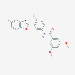molecular formula C23H19ClN2O4 B327221 N-[4-chloro-3-(5-methyl-1,3-benzoxazol-2-yl)phenyl]-3,5-dimethoxybenzamide 