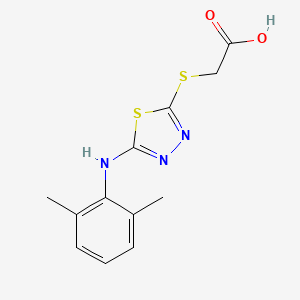 molecular formula C12H13N3O2S2 B3272246 2-({5-[(2,6-Dimethylphenyl)amino]-1,3,4-thiadiazol-2-yl}sulfanyl)acetic acid CAS No. 565165-62-0