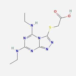 molecular formula C10H15N7O2S B3272251 2-{[Bis(ethylamino)-[1,2,4]triazolo[4,3-a][1,3,5]triazin-3-yl]sulfanyl}acetic acid CAS No. 565166-68-9