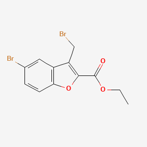 molecular formula C12H10Br2O3 B3272270 Ethyl 5-bromo-3-(bromomethyl)-1-benzofuran-2-carboxylate CAS No. 565192-82-7