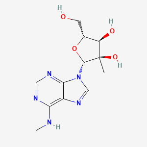 molecular formula C12H17N5O4 B3272346 5-Hydroxymethyl-3-methyl-2-(6-methylamino-purin-9-yl)-tetrahydro-furan-3,4-diol CAS No. 565450-76-2