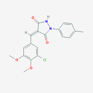 molecular formula C19H17ClN2O4 B327239 4-(3-Chloro-4,5-dimethoxybenzylidene)-1-(4-methylphenyl)-3,5-pyrazolidinedione 