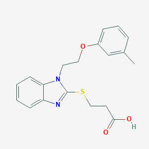 molecular formula C19H20N2O3S B327241 3-({1-[2-(3-methylphenoxy)ethyl]-1H-benzimidazol-2-yl}sulfanyl)propanoic acid 