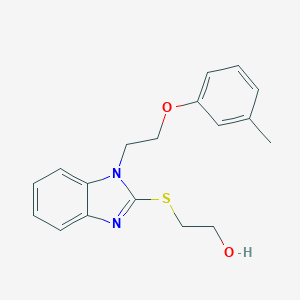 molecular formula C18H20N2O2S B327246 2-({1-[2-(3-methylphenoxy)ethyl]-1H-benzimidazol-2-yl}thio)ethanol 