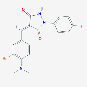 molecular formula C18H15BrFN3O2 B327247 4-[3-Bromo-4-(dimethylamino)benzylidene]-1-(4-fluorophenyl)-3,5-pyrazolidinedione 