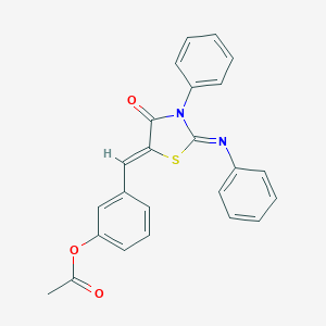 molecular formula C24H18N2O3S B327249 3-{[4-Oxo-3-phenyl-2-(phenylimino)-1,3-thiazolidin-5-ylidene]methyl}phenyl acetate 