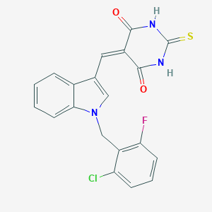 molecular formula C20H13ClFN3O2S B327252 5-{[1-(2-chloro-6-fluorobenzyl)-1H-indol-3-yl]methylidene}-2-thioxodihydropyrimidine-4,6(1H,5H)-dione 