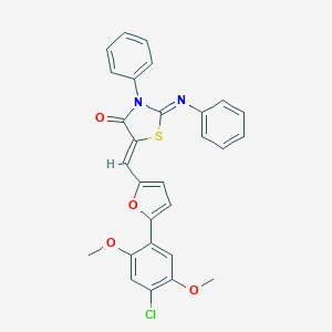 molecular formula C28H21ClN2O4S B327253 5-{[5-(4-Chloro-2,5-dimethoxyphenyl)-2-furyl]methylene}-3-phenyl-2-(phenylimino)-1,3-thiazolidin-4-one 