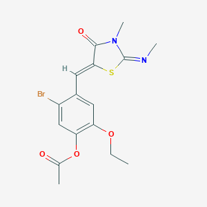 molecular formula C16H17BrN2O4S B327255 5-Bromo-2-ethoxy-4-{[3-methyl-2-(methylimino)-4-oxo-1,3-thiazolidin-5-ylidene]methyl}phenyl acetate 