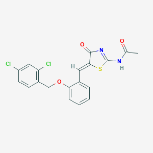 molecular formula C19H14Cl2N2O3S B327256 N-(5-{2-[(2,4-dichlorobenzyl)oxy]benzylidene}-4-oxo-1,3-thiazolidin-2-ylidene)acetamide 