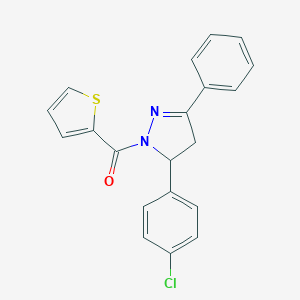 molecular formula C20H15ClN2OS B327262 5-(4-chlorophenyl)-3-phenyl-1-(2-thienylcarbonyl)-4,5-dihydro-1H-pyrazole 