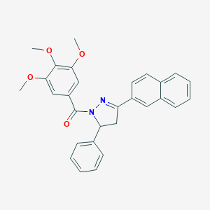 molecular formula C29H26N2O4 B327271 3-(2-naphthyl)-5-phenyl-1-(3,4,5-trimethoxybenzoyl)-4,5-dihydro-1H-pyrazole 