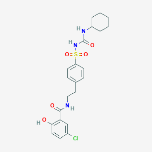 molecular formula C22H26ClN3O5S B3272763 Benzamide, 5-chloro-N-[2-[4-[[[(cyclohexylamino)carbonyl]amino]sulfonyl]phenyl]ethyl]-2-hydroxy- CAS No. 57334-90-4