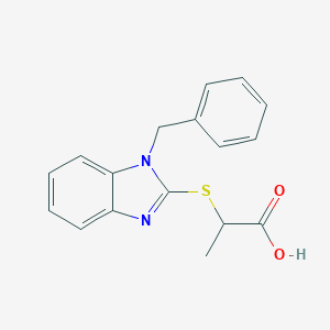 molecular formula C17H16N2O2S B327278 2-[(1-benzyl-1H-benzimidazol-2-yl)sulfanyl]propanoic acid 
