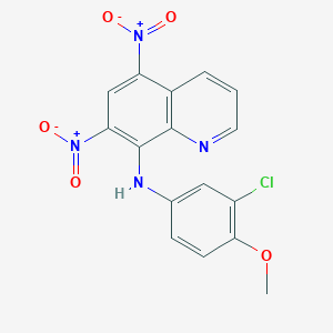 molecular formula C16H11ClN4O5 B327279 8-(3-Chloro-4-methoxyanilino)-5,7-bisnitroquinoline 