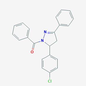 molecular formula C22H17ClN2O B327280 1-benzoyl-5-(4-chlorophenyl)-3-phenyl-4,5-dihydro-1H-pyrazole 