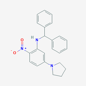 molecular formula C23H23N3O2 B327281 1-{3-(Benzhydrylamino)-4-nitrophenyl}pyrrolidine 