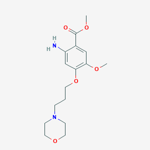 molecular formula C16H24N2O5 B3272873 Benzoic acid, 2-amino-5-methoxy-4-[3-(4-morpholinyl)propoxy]-, methyl ester CAS No. 574738-67-3
