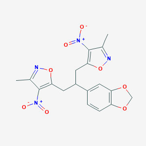 molecular formula C18H16N4O8 B327291 5-(2-(1,3-Benzodioxol-5-yl)-3-{4-nitro-3-methyl-5-isoxazolyl}propyl)-4-nitro-3-methylisoxazole 