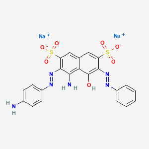 molecular formula C22H16N6Na2O7S2 B3273268 4-氨基-3-((4-氨基苯基)偶氮)-5-羟基-6-(苯基偶氮)萘-2,7-二磺酸二钠 CAS No. 5850-39-5