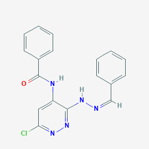 molecular formula C18H14ClN5O B327329 N-[3-(2-benzylidenehydrazino)-6-chloro-4-pyridazinyl]benzamide 