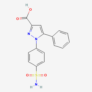 molecular formula C16H13N3O4S B3273368 5-phenyl-1-(4-sulfaMoylphenyl)-1H-pyrazole-3-carboxylic acid CAS No. 586333-65-5