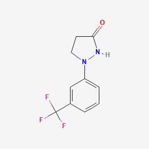 molecular formula C10H11FN2O B3273451 3-Pyrazolidinone, 1-[3-(trifluoromethyl)phenyl]- CAS No. 58773-10-7