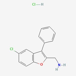 molecular formula C15H13Cl2NO B3273545 (5-Chloro-3-phenyl-1-benzofuran-2-yl)methanamine hydrochloride CAS No. 58878-40-3