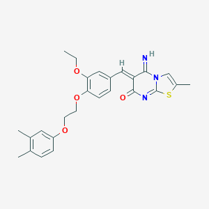 molecular formula C26H27N3O4S B327373 6-{4-[2-(3,4-dimethylphenoxy)ethoxy]-3-ethoxybenzylidene}-5-imino-2-methyl-5,6-dihydro-7H-[1,3]thiazolo[3,2-a]pyrimidin-7-one 