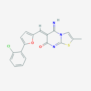 molecular formula C18H12ClN3O2S B327374 6-{[5-(2-chlorophenyl)-2-furyl]methylene}-5-imino-2-methyl-5,6-dihydro-7H-[1,3]thiazolo[3,2-a]pyrimidin-7-one 