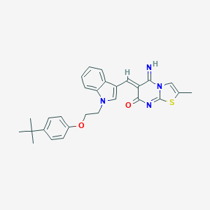 molecular formula C28H28N4O2S B327375 6-({1-[2-(4-tert-butylphenoxy)ethyl]-1H-indol-3-yl}methylene)-5-imino-2-methyl-5,6-dihydro-7H-[1,3]thiazolo[3,2-a]pyrimidin-7-one 