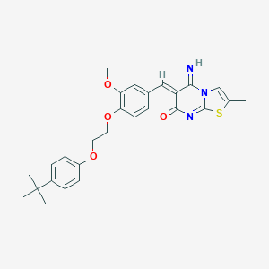 molecular formula C27H29N3O4S B327376 6-{4-[2-(4-tert-butylphenoxy)ethoxy]-3-methoxybenzylidene}-5-imino-2-methyl-5,6-dihydro-7H-[1,3]thiazolo[3,2-a]pyrimidin-7-one 