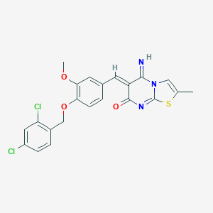 molecular formula C22H17Cl2N3O3S B327380 6-{4-[(2,4-dichlorobenzyl)oxy]-3-methoxybenzylidene}-5-imino-2-methyl-5,6-dihydro-7H-[1,3]thiazolo[3,2-a]pyrimidin-7-one 