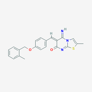 molecular formula C22H19N3O2S B327386 5-imino-2-methyl-6-{4-[(2-methylbenzyl)oxy]benzylidene}-5,6-dihydro-7H-[1,3]thiazolo[3,2-a]pyrimidin-7-one 