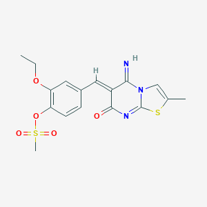 molecular formula C17H17N3O5S2 B327388 2-ethoxy-4-[(5-imino-2-methyl-7-oxo-5H-[1,3]thiazolo[3,2-a]pyrimidin-6(7H)-ylidene)methyl]phenyl methanesulfonate 