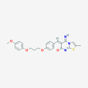 molecular formula C24H23N3O4S B327390 5-imino-6-{4-[3-(4-methoxyphenoxy)propoxy]benzylidene}-2-methyl-5,6-dihydro-7H-[1,3]thiazolo[3,2-a]pyrimidin-7-one 