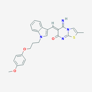 molecular formula C26H24N4O3S B327391 5-imino-6-({1-[3-(4-methoxyphenoxy)propyl]-1H-indol-3-yl}methylene)-2-methyl-5,6-dihydro-7H-[1,3]thiazolo[3,2-a]pyrimidin-7-one 
