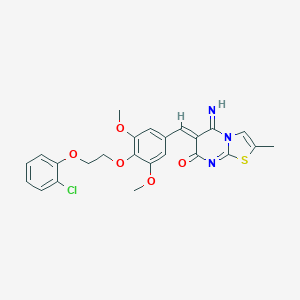 molecular formula C24H22ClN3O5S B327393 6-{4-[2-(2-chlorophenoxy)ethoxy]-3,5-dimethoxybenzylidene}-5-imino-2-methyl-5,6-dihydro-7H-[1,3]thiazolo[3,2-a]pyrimidin-7-one 