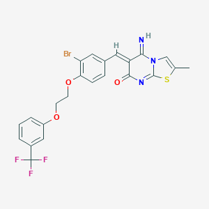 molecular formula C23H17BrF3N3O3S B327396 6-(3-bromo-4-{2-[3-(trifluoromethyl)phenoxy]ethoxy}benzylidene)-5-imino-2-methyl-5,6-dihydro-7H-[1,3]thiazolo[3,2-a]pyrimidin-7-one 