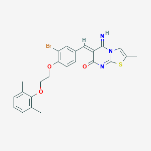 molecular formula C24H22BrN3O3S B327397 6-{3-bromo-4-[2-(2,6-dimethylphenoxy)ethoxy]benzylidene}-5-imino-2-methyl-5,6-dihydro-7H-[1,3]thiazolo[3,2-a]pyrimidin-7-one 