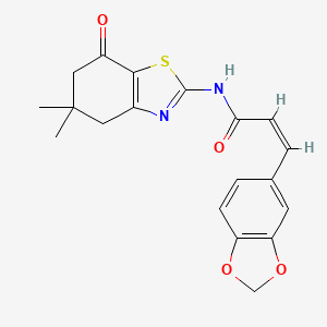molecular formula C19H18N2O4S B3274031 (Z)-3-(benzo[d][1,3]dioxol-5-yl)-N-(5,5-dimethyl-7-oxo-4,5,6,7-tetrahydrobenzo[d]thiazol-2-yl)acrylamide CAS No. 600137-95-9