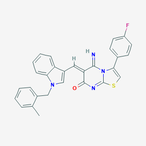 molecular formula C29H21FN4OS B327404 3-(4-fluorophenyl)-5-imino-6-{[1-(2-methylbenzyl)-1H-indol-3-yl]methylene}-5,6-dihydro-7H-[1,3]thiazolo[3,2-a]pyrimidin-7-one 