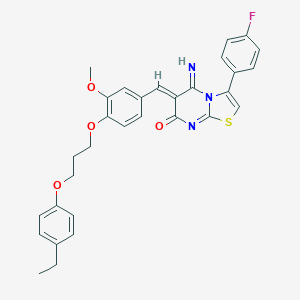 molecular formula C31H28FN3O4S B327405 6-{4-[3-(4-ethylphenoxy)propoxy]-3-methoxybenzylidene}-3-(4-fluorophenyl)-5-imino-5,6-dihydro-7H-[1,3]thiazolo[3,2-a]pyrimidin-7-one 