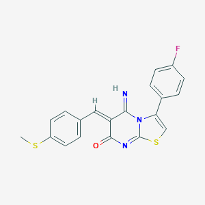 molecular formula C20H14FN3OS2 B327409 3-(4-fluorophenyl)-5-imino-6-[4-(methylsulfanyl)benzylidene]-5,6-dihydro-7H-[1,3]thiazolo[3,2-a]pyrimidin-7-one 