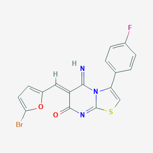 molecular formula C17H9BrFN3O2S B327410 6-[(5-bromo-2-furyl)methylene]-3-(4-fluorophenyl)-5-imino-5,6-dihydro-7H-[1,3]thiazolo[3,2-a]pyrimidin-7-one 