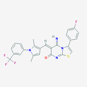 molecular formula C26H18F4N4OS B327412 6-({2,5-dimethyl-1-[3-(trifluoromethyl)phenyl]-1H-pyrrol-3-yl}methylene)-3-(4-fluorophenyl)-5-imino-5,6-dihydro-7H-[1,3]thiazolo[3,2-a]pyrimidin-7-one 