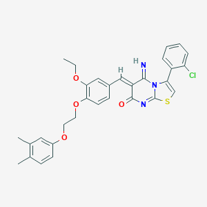molecular formula C31H28ClN3O4S B327414 3-(2-chlorophenyl)-6-{4-[2-(3,4-dimethylphenoxy)ethoxy]-3-ethoxybenzylidene}-5-imino-5,6-dihydro-7H-[1,3]thiazolo[3,2-a]pyrimidin-7-one 